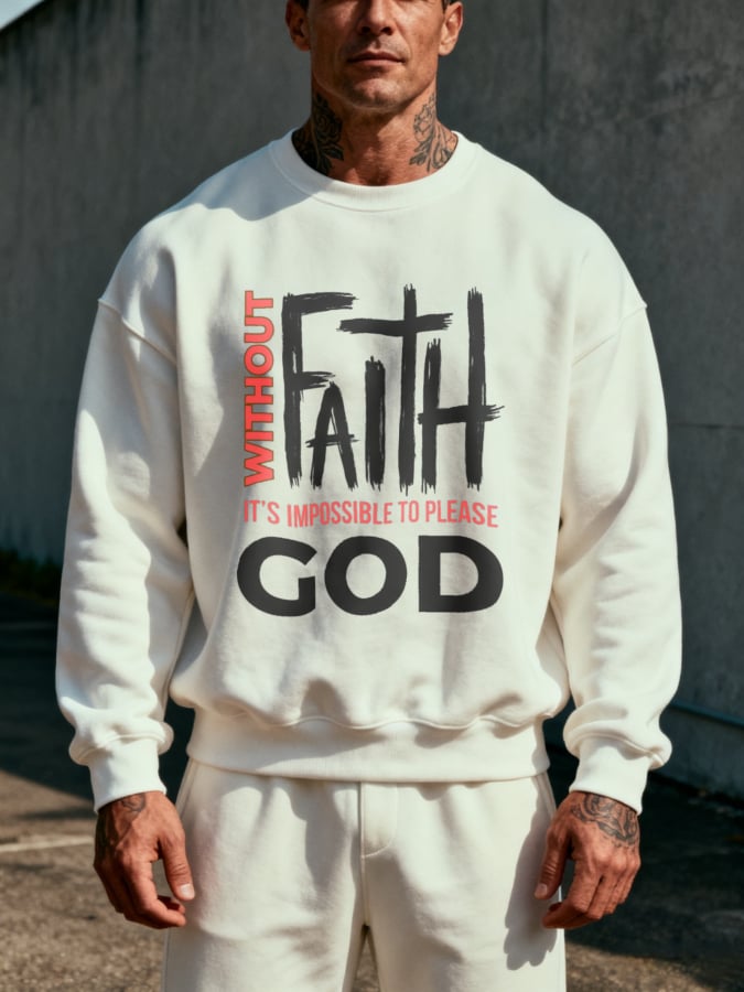 🔥Buy 3 Get 15% Off🔥Men'S Round Neck Casual Faith Print Sweatshirt