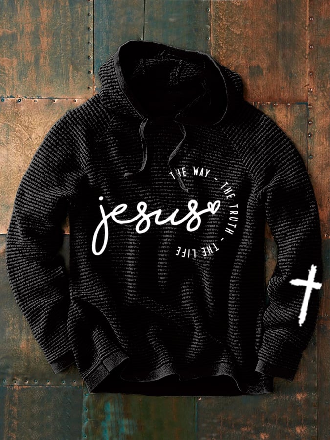 Men'S Jesus The Way The Truth The Life Print Long Sleeve Hoodie