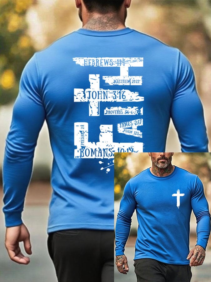 🔥Buy 3 Get 15% Off🔥Men's Faith Cross Print Crew Neck T-shirt