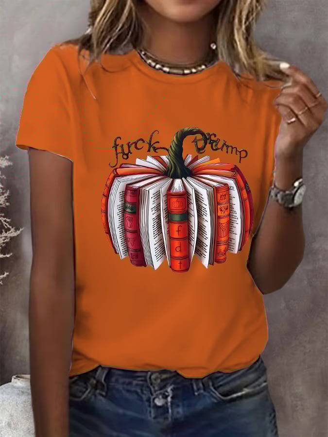 🔥Buy 3 Get 15% Off🔥Women's  Fall Book Pumpkin DTF transfer - FDT, Fall Aesthetic print  T-Shirt