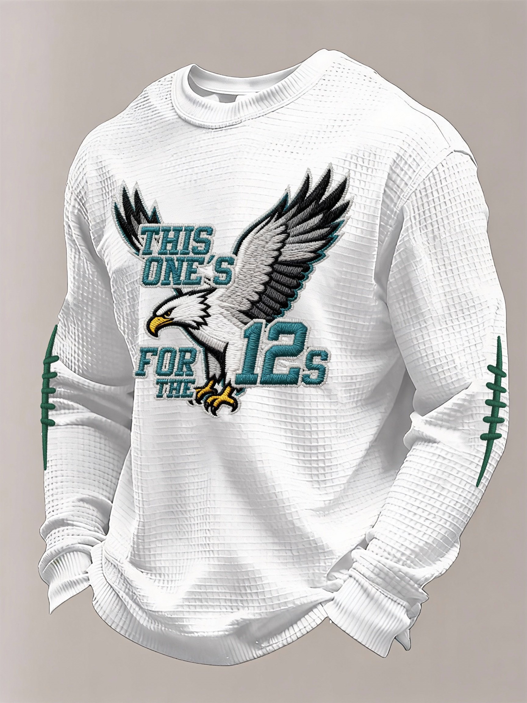 Men’s Football Graphic Waffle Knit Long Sleeve Crewneck T-Shirt