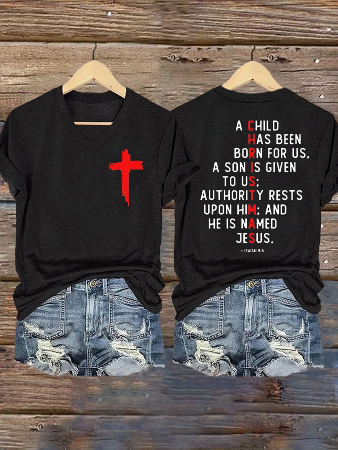 Women's Casual Printed V-Neck T-Shirt