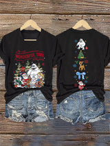 V-Neck Retro Christmas The Most Wonderful Time Of The Year Print T-Shirt