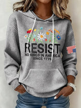 🔥Buy 3 Get 15% Off🔥Retro Resist No Kings In America Since 1776 Print Hoodie