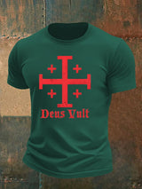 Jerusalem Cross Deus Vult Cotton T-shirt