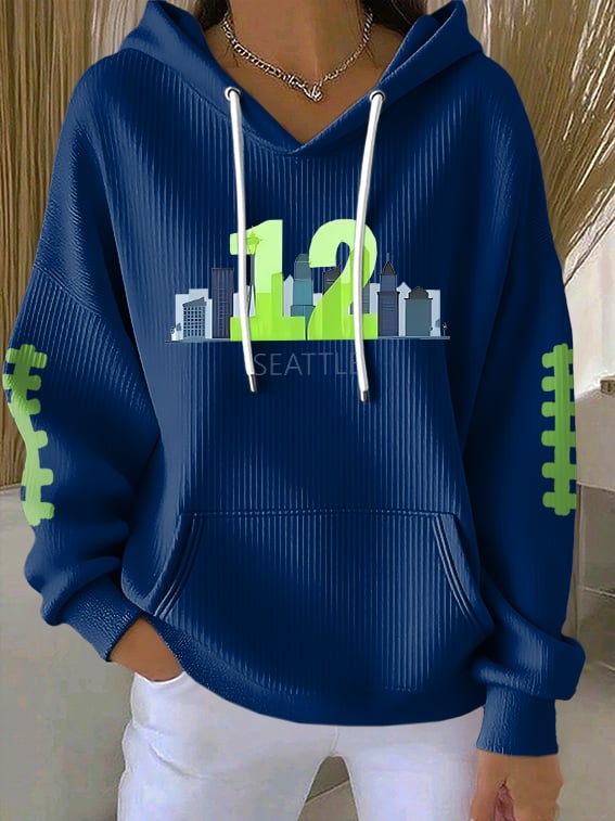 Women's Rugby Print Casual Hoodie