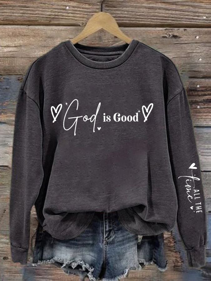 Women's God Is Good Printed Casual Sweatshirt