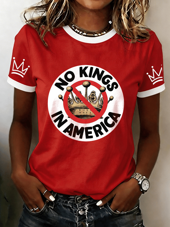 🔥Buy 3 Get 15% Off🔥Women's  with No King Pattern Print Comfortable Patchwork Short-Sleeve