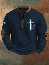 🔥Buy 3 Get 15% Off🔥Men's Jesus The Way The Truth The Life Printed Zip Collar Sweatshirt