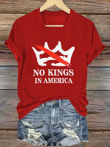 🔥Buy 3 Get 15% Off🔥V-neck Women's no kings in America Printed Casual T-Shirt