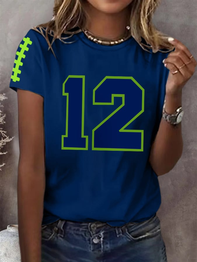 Women's Rugby Print Casual T-shirt