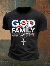 Men's God Family Country Printed Short-Sleeved T-Shirt