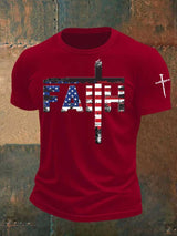 Men's Casual Flag Cross Faith T-Shirt