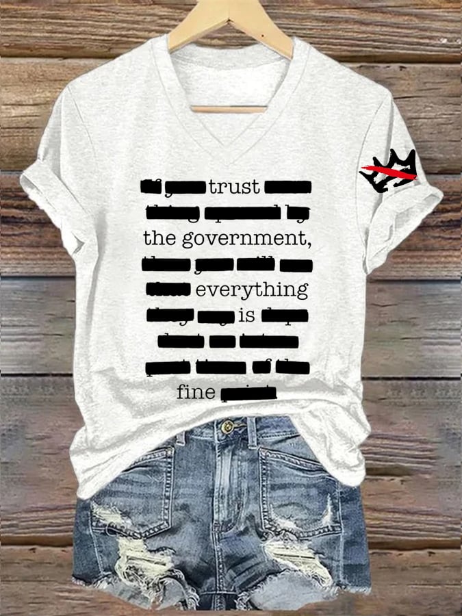 🔥Buy 3 Get 15% Off🔥Everything Is Fine Trust Your Government Redacted Print Funny Political Meme T-Shirt