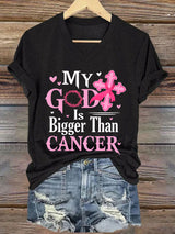 Women'S Casual Breast Cancer Awareness Graphic Print V-Neck Short Sleeve T-Shirt