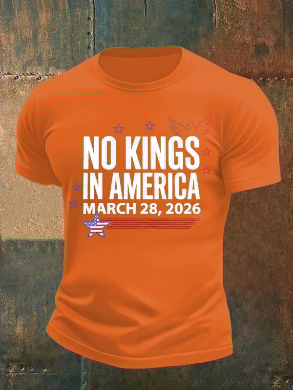 🔥Buy 3 Get 15% Off🔥Men's   NO KINGS IN AMERICA  Print  T-Shirt