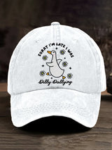Unisex Sorry I'm Late His Timing Not Mine Ecclesiastes 3:1 Funny Silly Goose Print Baseball Cap