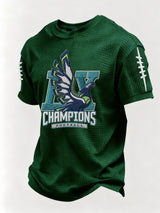 Men’s Football Graphic Waffle Knit Short Sleeve Crewneck T-Shirt