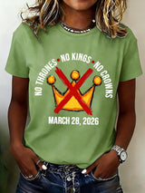 🔥Buy 3 Get 15% Off🔥Women's No Kings No Thrones Print T-shirt