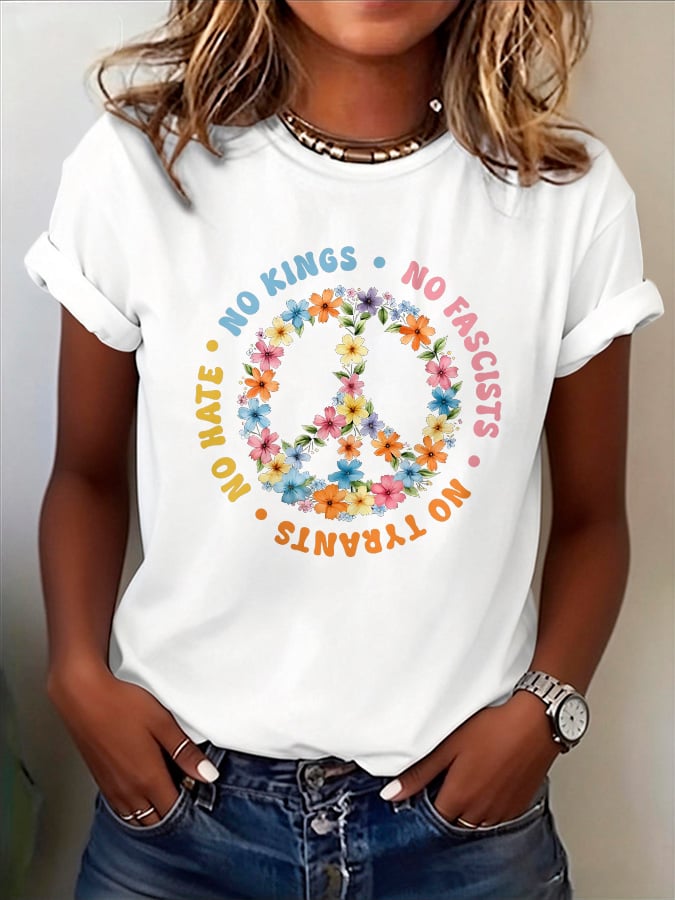 🔥Buy 3 Get 15% Off🔥Women's No Kings No Fascists Print T-Shirt