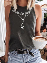 Women'S  Only God Can Judge Me Necklace Print Classic Vest