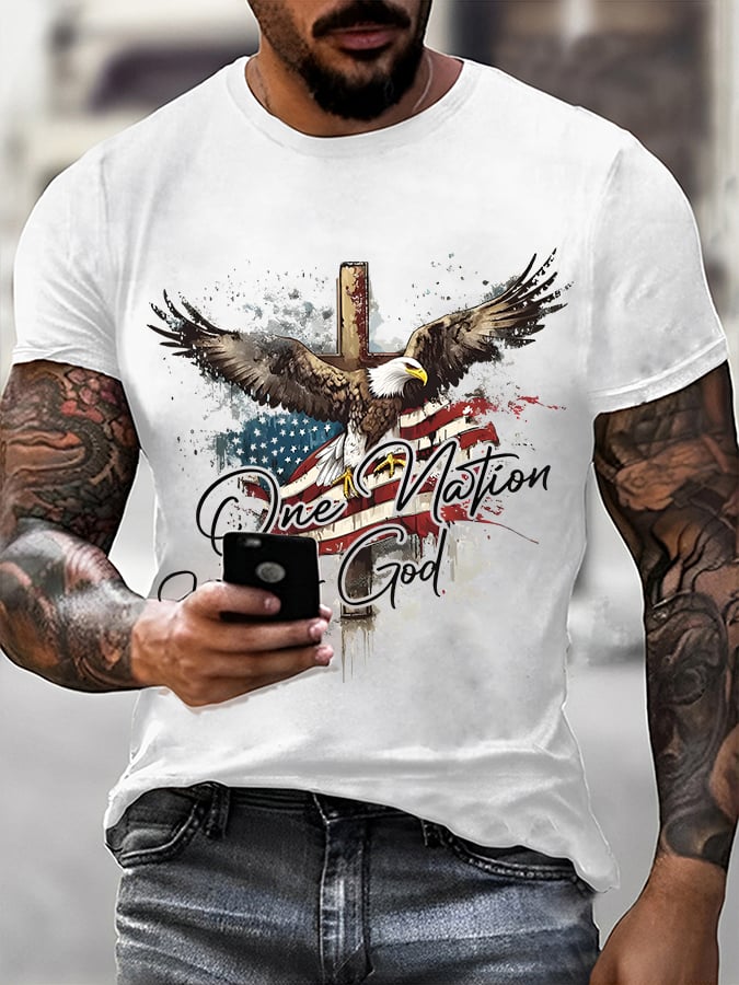 Men's casual faith graphic print short-sleeved T-shirt