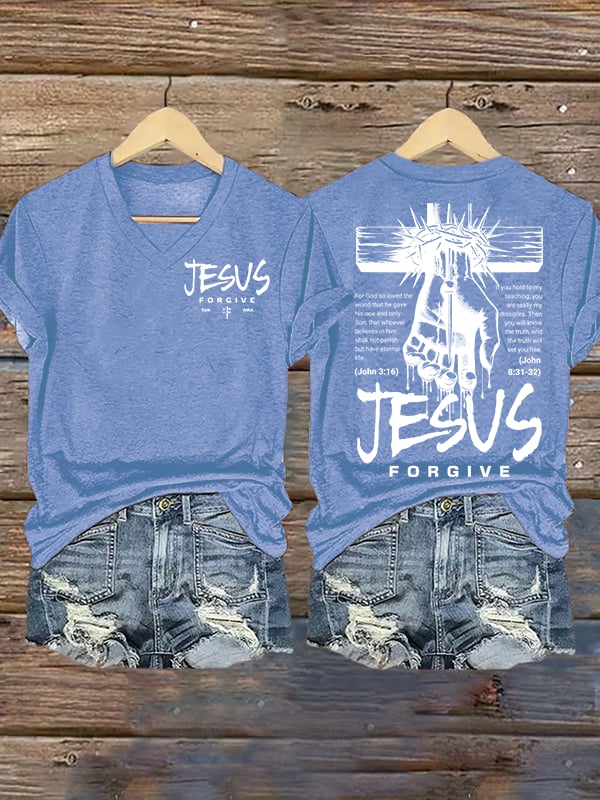 Women's  Jesus Loves You Chirtsian printing T-Shirt