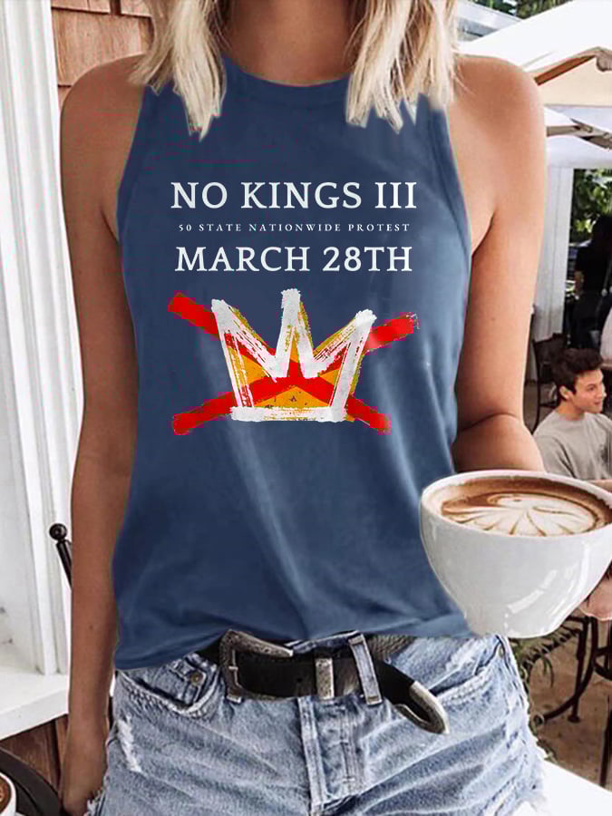 🔥Buy 3 Get 15% Off🔥Retro No Kings In America March 28 2026 Print Tops Tank