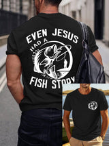 Men's Jesus Also Told The Story Of The Fish Printed T-Shirt