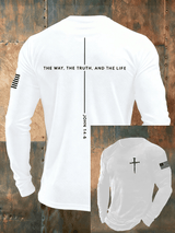 Men's Jesus The Way The Truth The Life John 14:6 Christian Cross Long Sleeve T-shirt