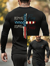 🔥Buy 3 Get 15% Off🔥Men's Stand For The Flag Kneel For The Cross Print T-Shirt