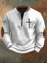 🔥Buy 3 Get 15% Off🔥Men's Jesus The Way The Truth The Life Printed Zip Collar Sweatshirt