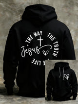 Men's Faith Print Casual Hooded Sweatshirt