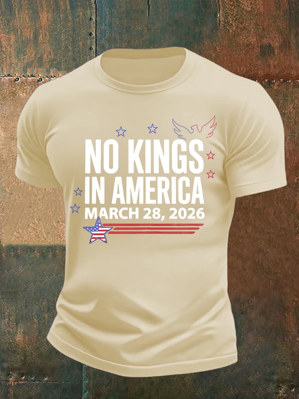 🔥Buy 3 Get 15% Off🔥Men's   NO KINGS IN AMERICA  Print  T-Shirt