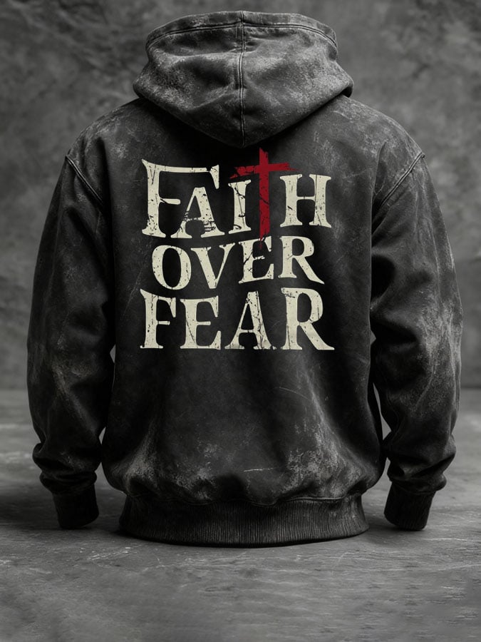 Men's Faith Over Fear Vintage Hoodie