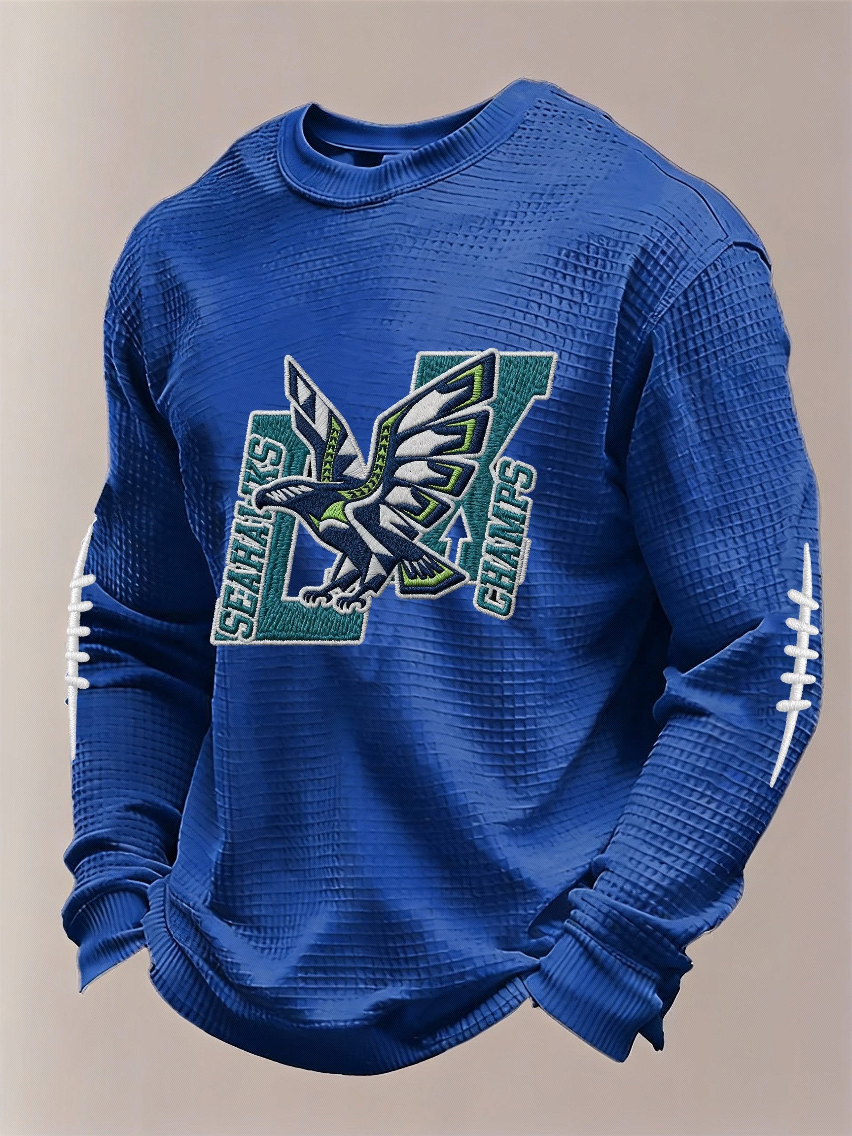 Men’s Football Graphic Waffle Knit Long Sleeve Crewneck T-Shirt