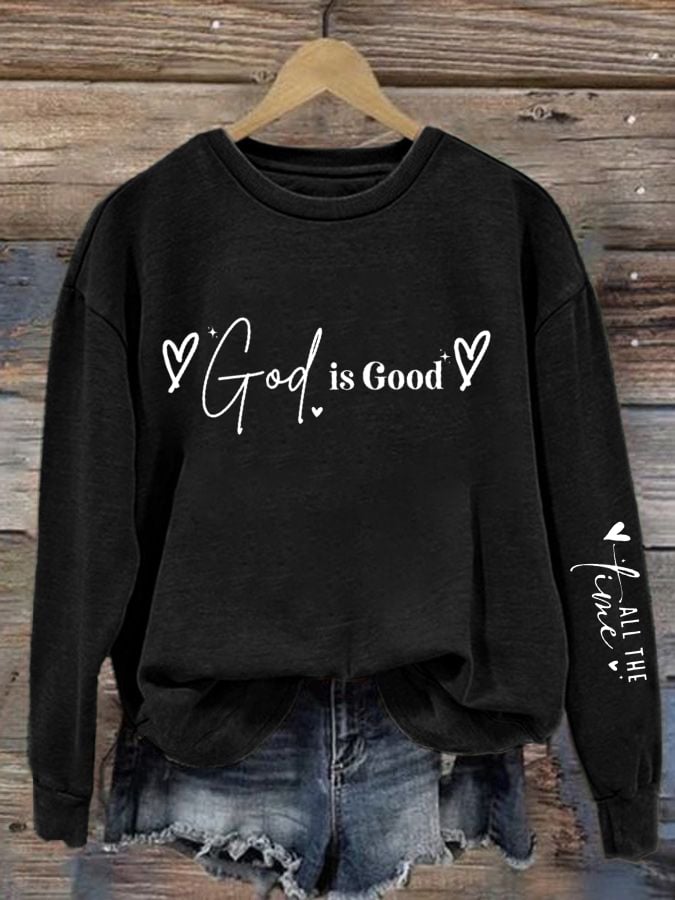 Women's God Is Good Printed Casual Sweatshirt