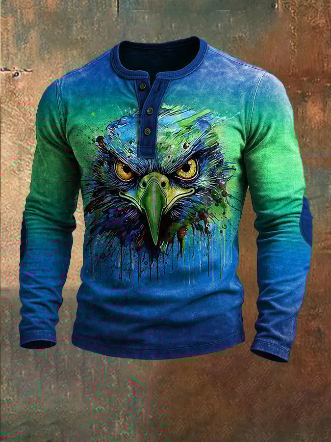 Men's Football Print Henley T-Shirt