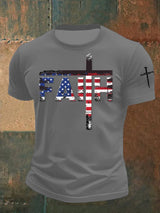 Men's Casual Flag Cross Faith T-Shirt