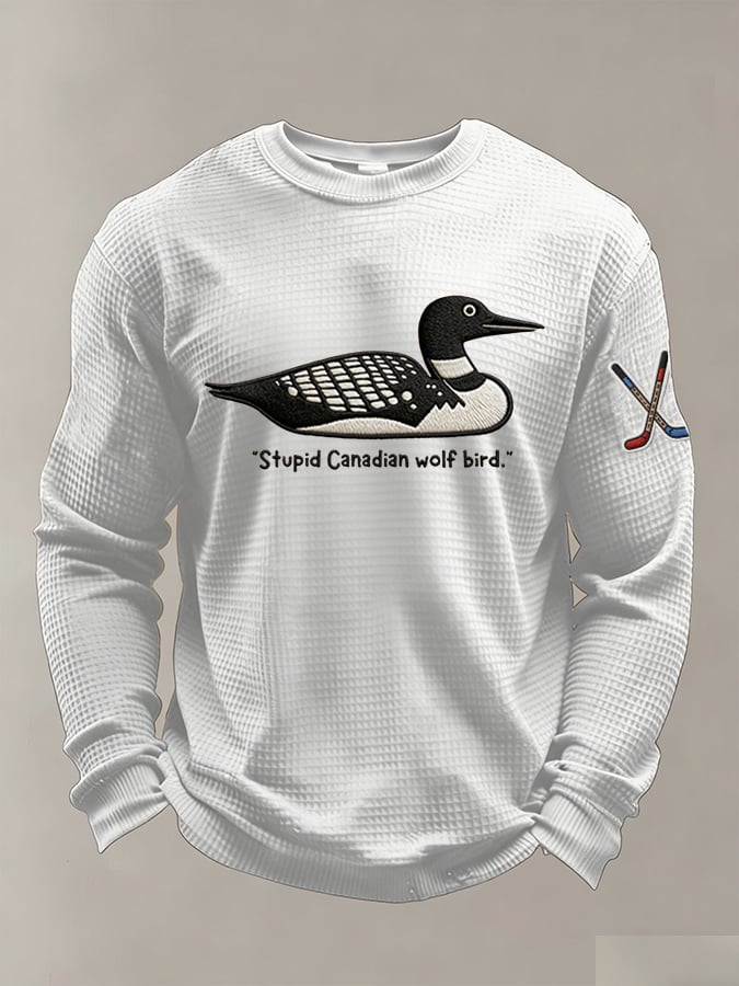 Men's Stupid Canadian wolf bird  Print Long-Sleeved T-Shirt