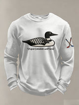 Men's Stupid Canadian wolf bird  Print Long-Sleeved T-Shirt