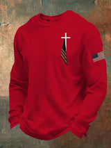 Men's Cross Print Casual Waffle T-Shirt