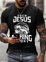 Men's Fishing Story T-shirt Jesus Fishing Funny Shirt