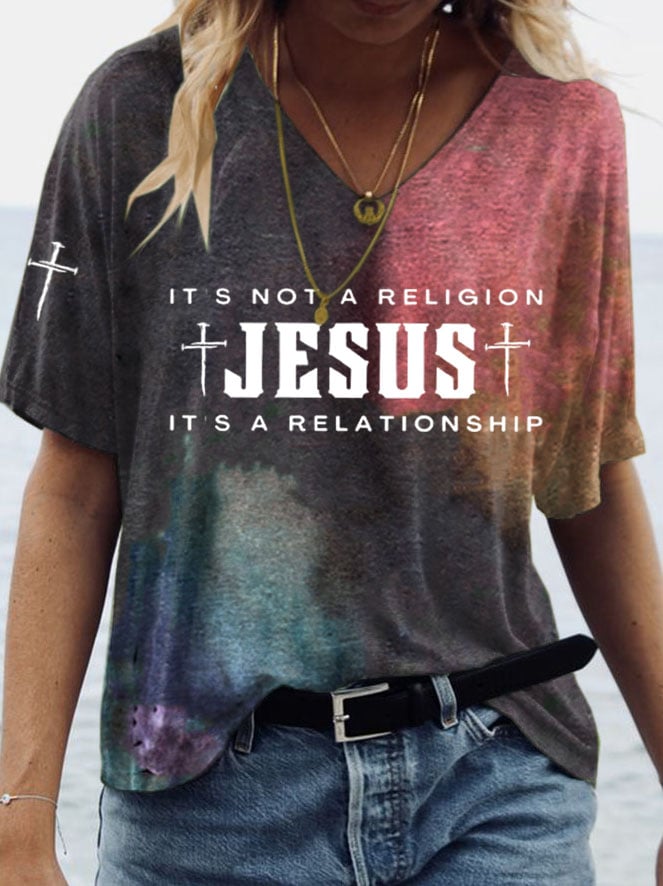 Women's Jesus Printed Short Sleeve T-Shirt