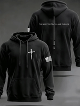 Men's Jesus The Way The Truth The Life John 14:6 Christian Cross Hooded Sweatshirt
