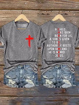 Women's Casual Printed V-Neck T-Shirt