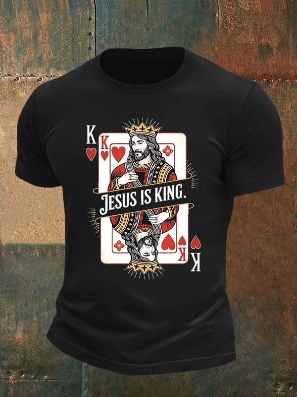 Men's  Jesus Is King Christian  Print T-Shirt