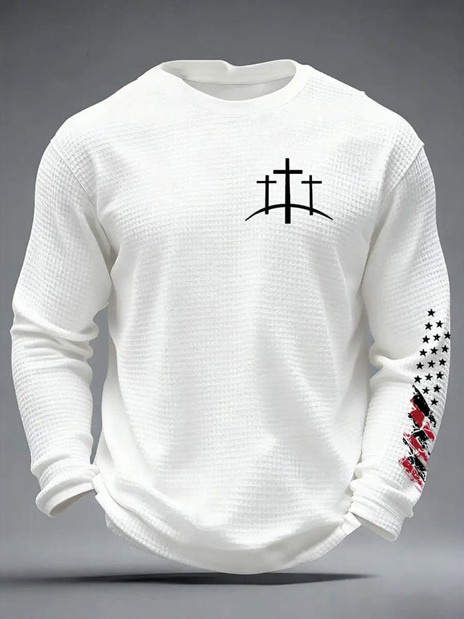 Men'S Faith Print Waffle Long Sleeve T-Shirt