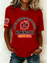 🔥Buy 3 Get 15% Off🔥Women's "POWER BELONGS TO THE PEOPLE NO KINGS MARCH 28TH" Printed Retro Short-Sleeve T-Shirt