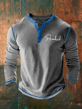 Men'S It is Finished Print Henley Collar Shirt